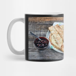 Pancakes filled with dark cherry jam Mug